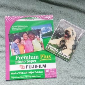 NWOT Fujifilm photo paper & 24-picture photo album